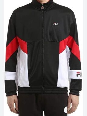 Fila Men’s Black Red White Colorblock Windbreaker Jacket